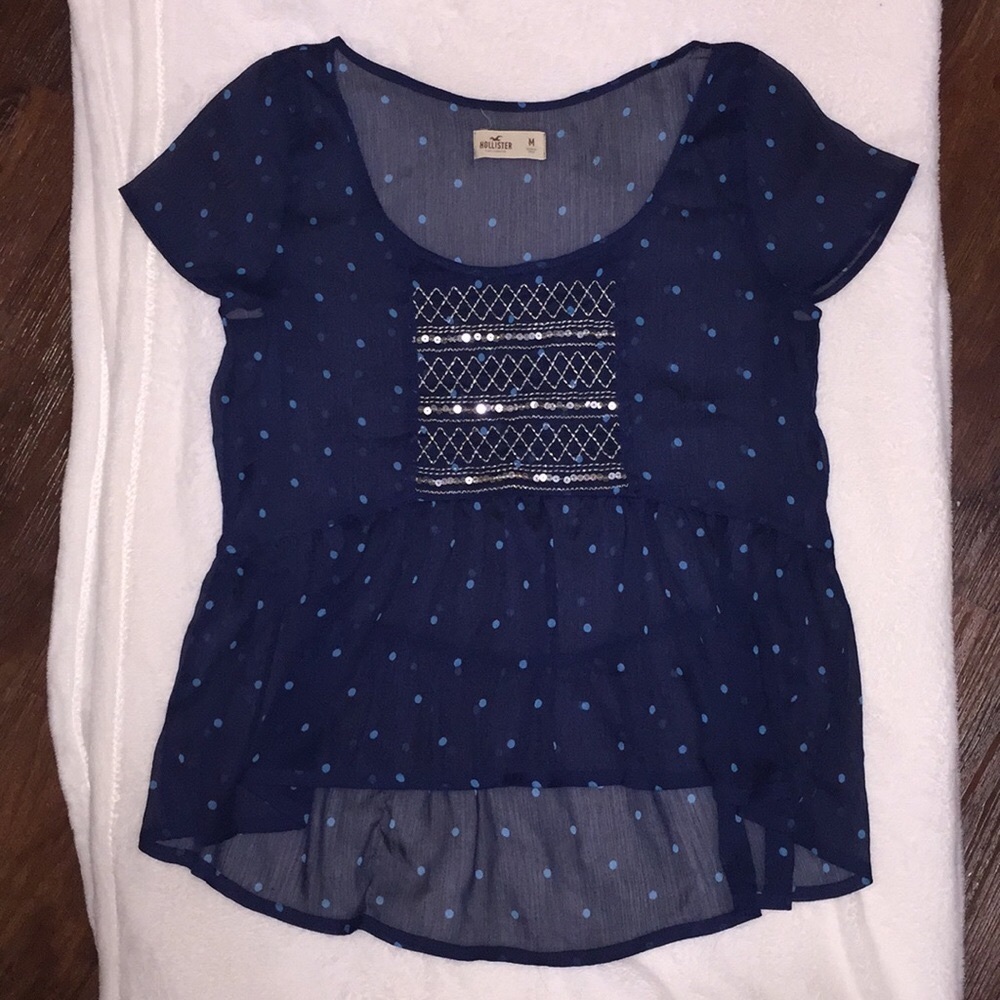 High-low Embroidered Front Chiffon Top
